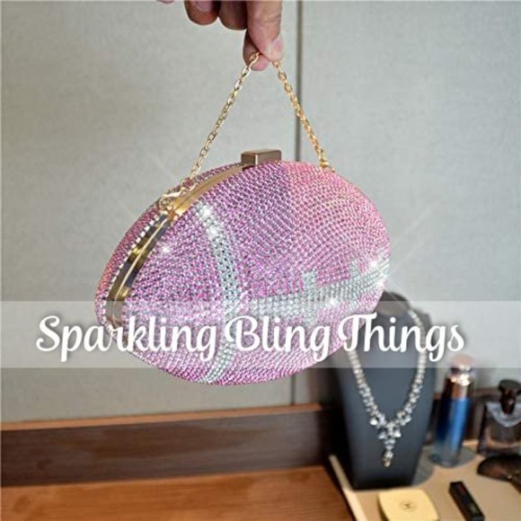 NWT Sparkling Bling Swarovski Crystal Football Clutch Purse Bag Super Bo… - Picture 17 of 17